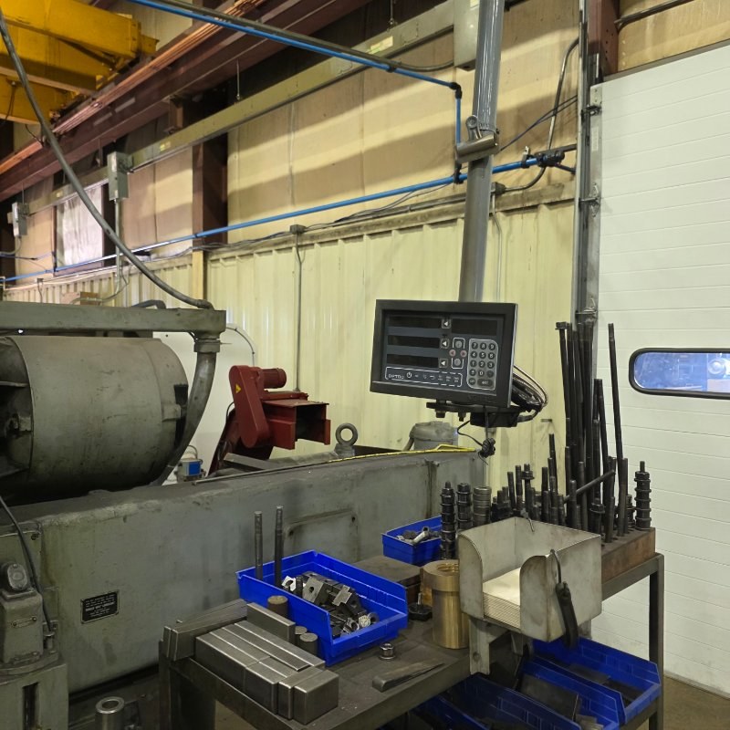 Wide view of the Cincinnati Gilbert boring mill and shop floor